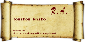 Roszkos Anikó névjegykártya